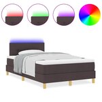vidaXL Lit avec sommier et matelas & LED marron foncé 120x200 cm en tissu