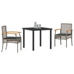 vidaXL Ensemble de salle à manger pour jardin 3 Pièces Gris polyrotin