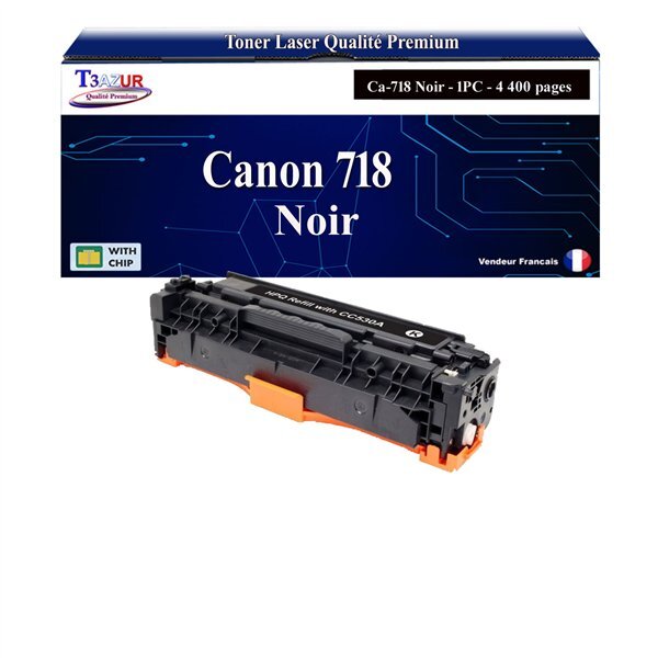 T3AZUR -Toner compatible avecCanon 718 (2662B002) pour Canon MF729CX  MF8300  MF8330  MF8330CDN   Noir - 4 400p