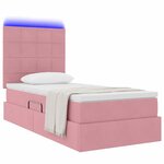 vidaXL Lit avec rangement et LED avec matelas Rose 90 x 200 cm Velours