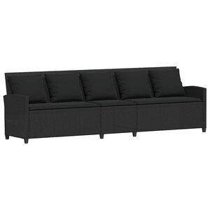 vidaXL Canapé de jardin avec coussins 5 places noir résine tressée