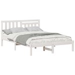 vidaXL Cadre de lit avec tête de lit Blanc 120 x 200 cm Pin massif
