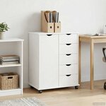 vidaXL Cabinet roulant 63 5 x 39 x 79 cm Bois de Pin Massif Blanc