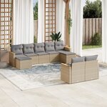 vidaXL Salon de jardin avec coussins 9Pièces mélange beige résine tressée