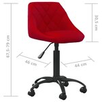 vidaXL Chaise de bureau Rouge bordeaux Velours
