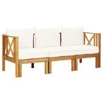 vidaXL Banc de jardin 3 places et coussins 179 cm Bois d'acacia massif