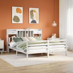 vidaXL Lit bibliothèque sans matelas blanc 180x200 cm bois pin massif