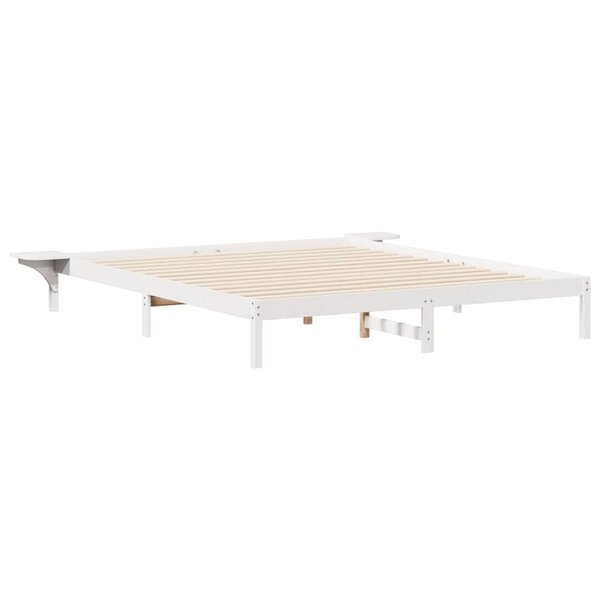 vidaXL Cadre de lit avec tables de chevet Blanc 200 x 210 cm