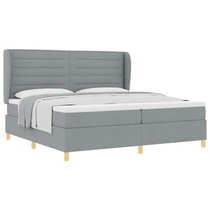 vidaXL Lit à ressorts avec matelas Gris clair 200 x 200 cm tissu
