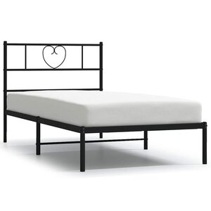 vidaXL Cadre de lit métal sans matelas avec tête de lit noir 100x190cm
