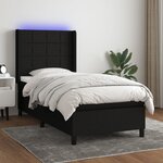 vidaXL Sommier à lattes de lit matelas LED Noir 90x190 cm Tissu