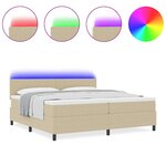 vidaXL Lit à Sommier avec Matelas & Lumière LED Vert Gris 200x200 cm Tissu Côtelé