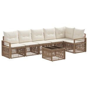 vidaXL Ensemble de canapé de jardin 7 Pièces Beige polyrotin