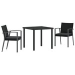vidaXL Ensemble de 3 pièces de salle à manger de jardin avec coussins en rotin poly noir