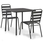 vidaXL Mobilier de bistro 3 Pièces Acier Gris foncé