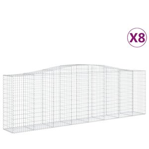 vidaXL Paniers à gabions arqués 8 Pièces 400x50x120/140 cm Fer galvanisé