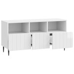 vidaXL Meuble TV Blanc brillant 102 x 34 5 x 50 cm Bois d'ingénierie
