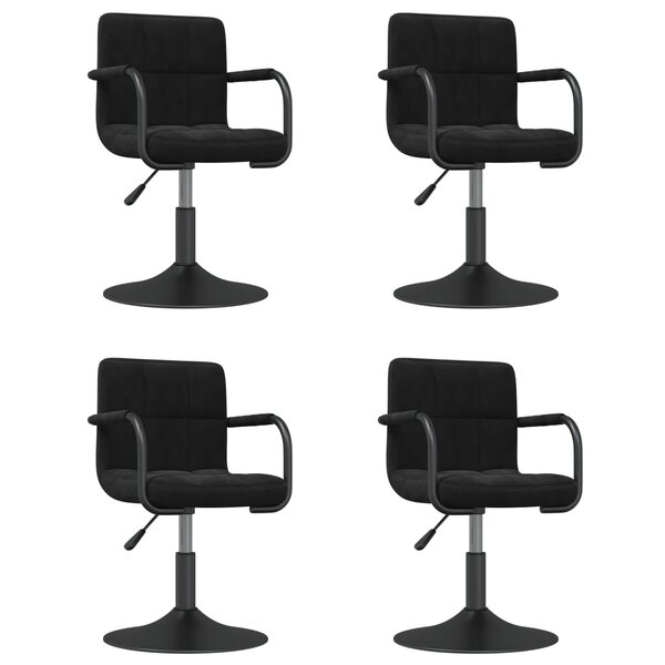 vidaXL Chaises pivotantes à manger lot de 4 noir velours