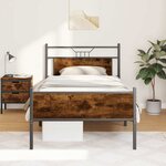 vidaXL Cadre de lit sans matelas chêne fumé 100x200 cm bois ingénierie