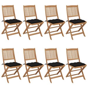 vidaXL Chaises pliables de jardin lot de 8 avec coussins Bois d'acacia