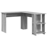 vidaXL Bureau d'angle avec rangement Gris Sonoma 140 x 113.5 x 75 cm
