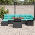 vidaXL Ensemble de canapé de jardin avec coussin 8 Pièces Noir polyrotin