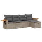 vidaXL Salon de jardin 5 Pièces avec coussins gris résine tressée
