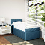 vidaXL Sommier à lattes de lit avec matelas bleu 90x200 cm velours
