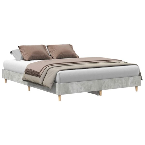 vidaXL Cadre de lit sans matelas gris béton 140x200 cm bois ingénierie