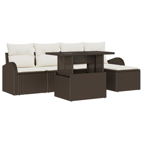 vidaXL Ensemble de Canapé de Jardin de 6 pièces avec Coussins Marron en Rattan