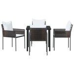 vidaXL Ensemble de Salle à Manger de Jardin 5 pièces avec Coussins Marron Rattan Poly