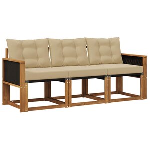 vidaXL Ensemble de canapés d'extérieur 3 pc Naturel et Beige