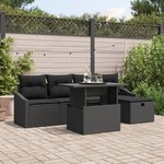 vidaXL Ensemble de Canapés de Jardin de 6 pièces avec Coussins Noir Poly Rattan