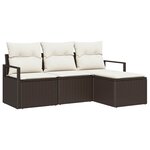 vidaXL Ensemble de canapé de jardin avec coussin 4 Pièces Marron  Crème