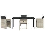 vidaXL Set de salle à manger de jardin 5 pièces avec coussins Gris clair Poly Rattan