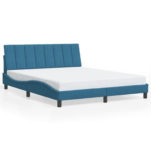 vidaXL Cadre de lit sans matelas bleu 160x200 cm velours