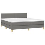 vidaXL Sommier à lattes de lit et matelas et LED Gris foncé 160x200 cm
