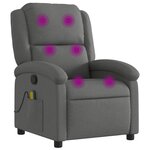 vidaXL Fauteuil inclinable de massage en tissu gris foncé