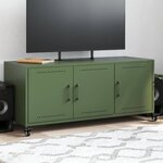 vidaXL Meuble TV vert olive 100 5x39x43 5 cm acier