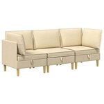 vidaXL Canapé modulaire avec rangement 3 Pièces Crème Tissu