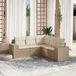 vidaXL Salon de jardin avec coussins 5 Pièces beige résine tressée