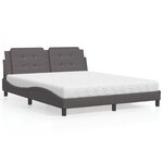 vidaXL Lit avec matelas gris 160x200 cm similicuir