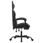 vidaXL Chaise de jeu pivotante et repose-pied Noir et gris Similicuir