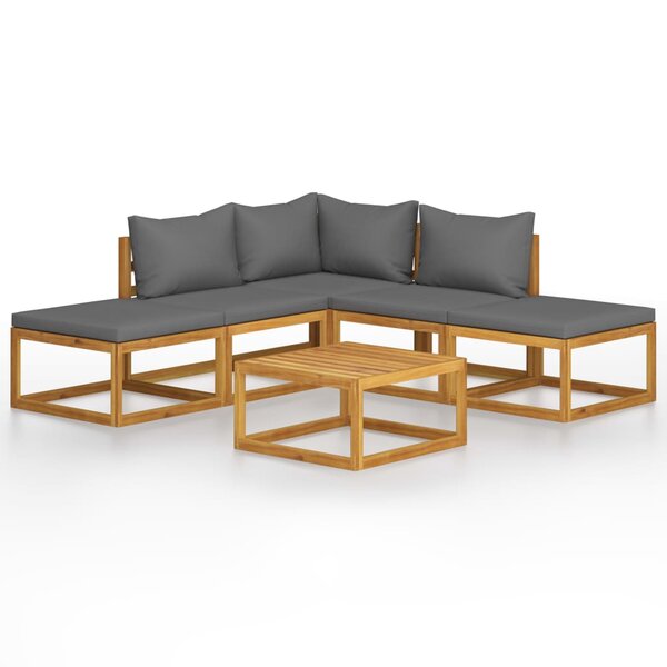 vidaXL Salon de jardin 6 Pièces avec coussins Bois d'acacia solide