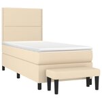 vidaXL Sommier à lattes de lit avec matelas Crème 100x200 cm Tissu