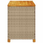 vidaXL Boîte de rangement de jardin beige résine tressée bois d'acacia