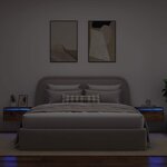 vidaXL Tables de chevet murales avec lumières LED 2 Pièces vieux bois
