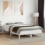 vidaXL Cadre de lit sans matelas blanc 135x190 cm bois de pin massif