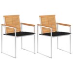 vidaXL Chaises de jardin avec coussins lot de 2 Teck solide et acier