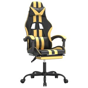 vidaXL Chaise de jeu pivotante et repose-pied Noir et doré Similicuir